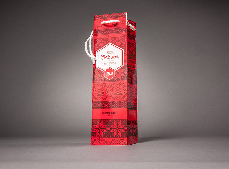 GeschenkTasche für Flaschen individuell bedruckt Motiv Merry Christmas