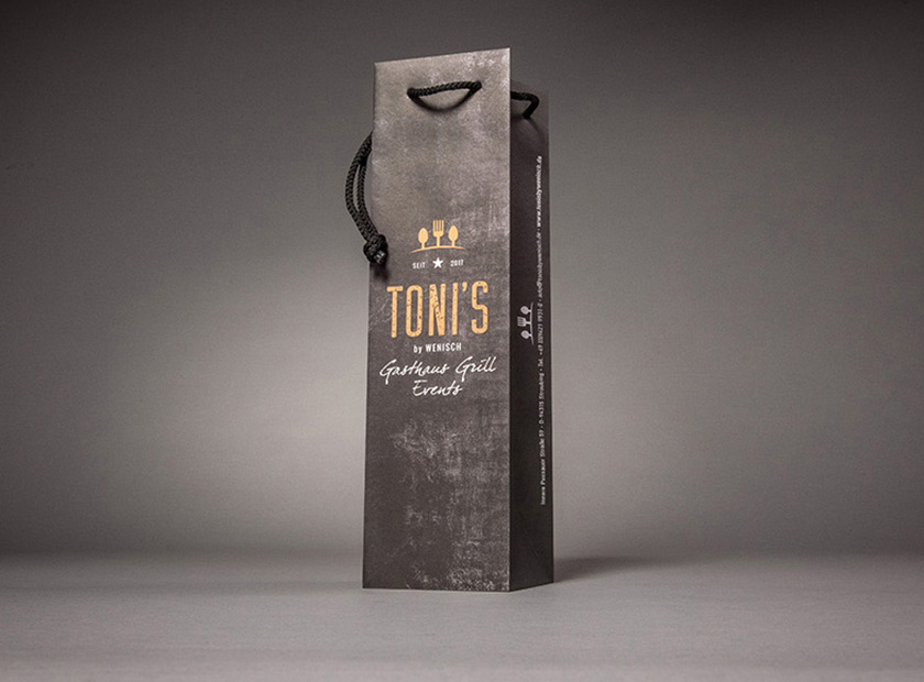 GeschenkTasche für Flaschen individuell bedruckt Motiv Toni's