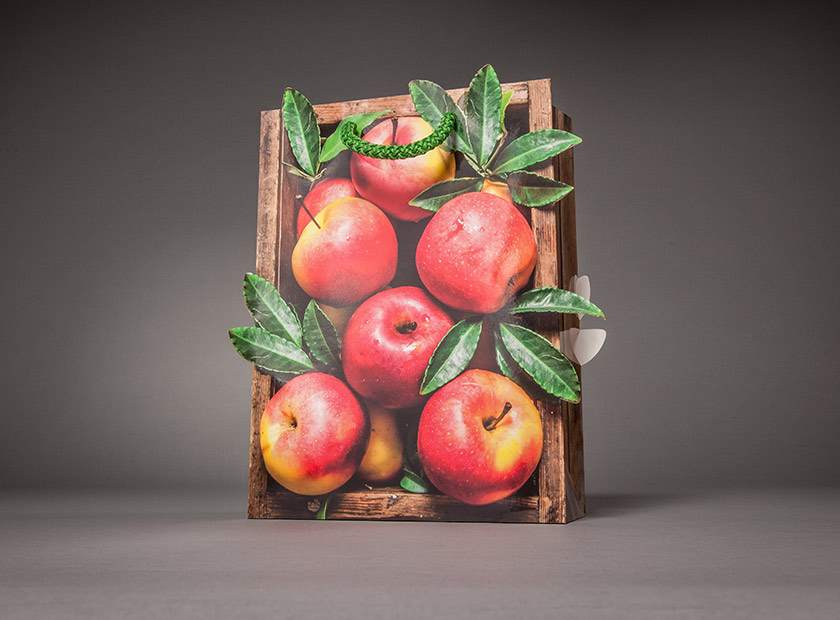 Individuell gestanzte PapierTasche mit Druck Motiv Äpfel