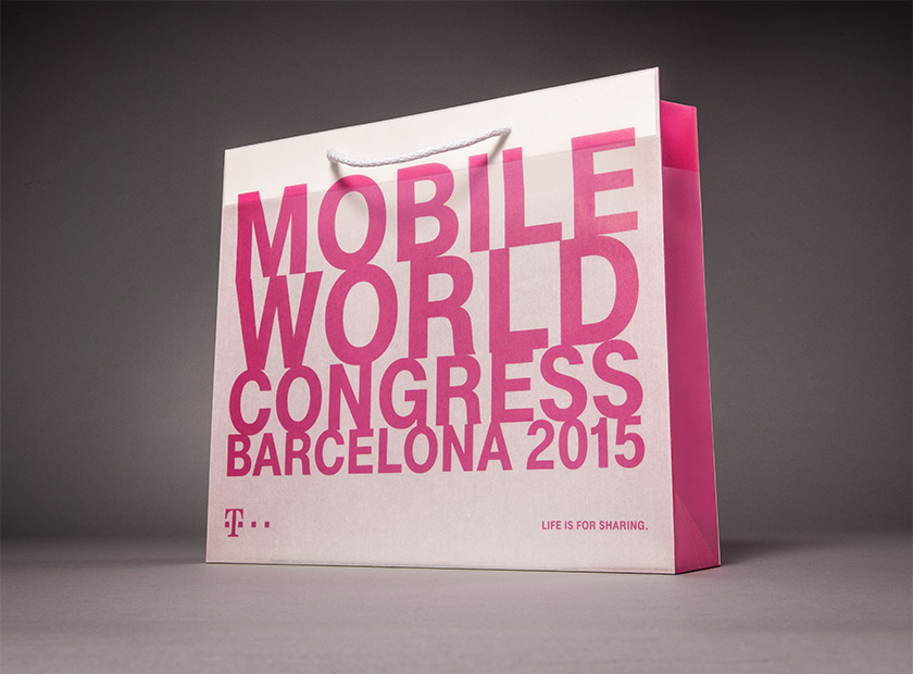 Bedruckte PapierTasche mit Kordel Motiv Mobile World Congress